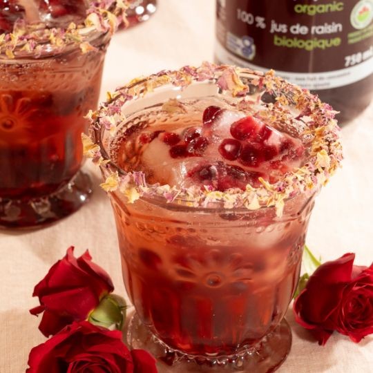 Poetic mocktail with rose petals 